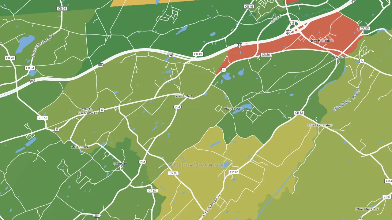 Slate Hill, NY Map of Robbery Rates
