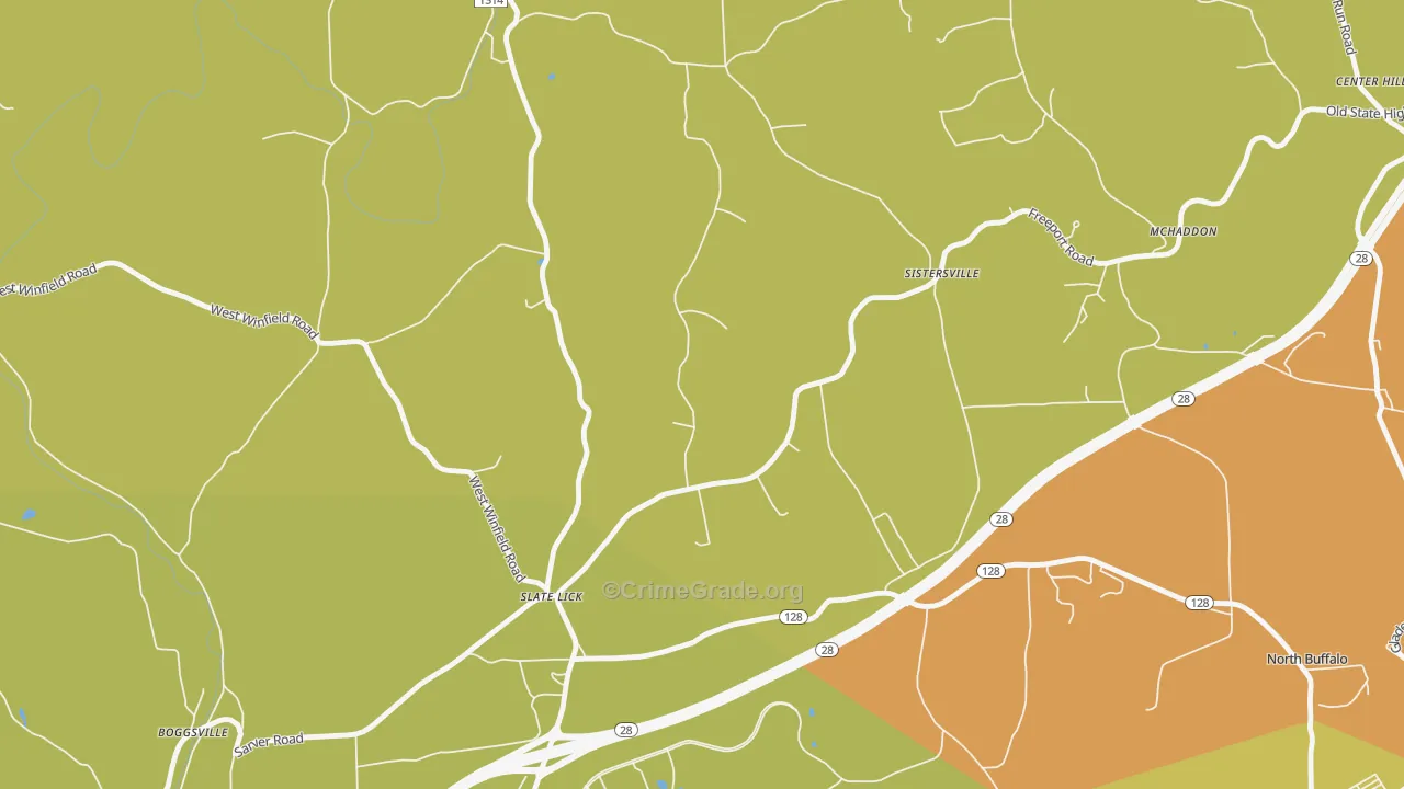 Slate Lick, PA Map of Robbery Rates
