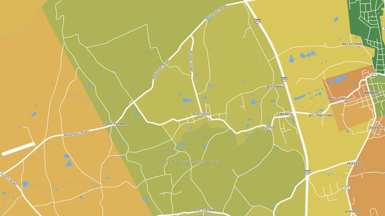 Slatedale, PA Map of Robbery Rates