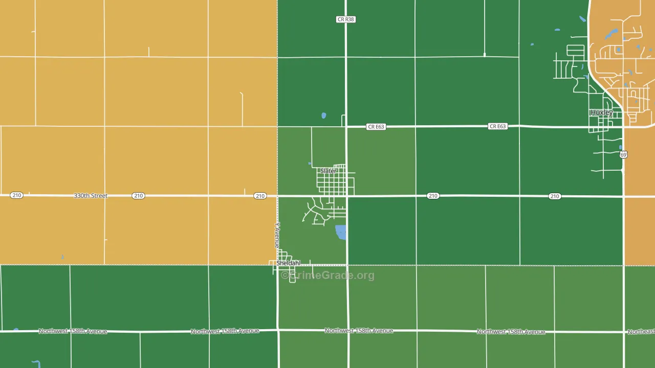 Slater, IA Map of Robbery Rates