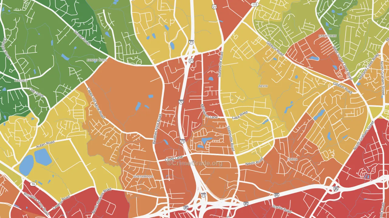 Slater Park, Charlotte, NC Map of Robbery Rates