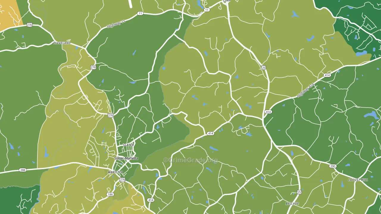 Slater, SC Map of Robbery Rates