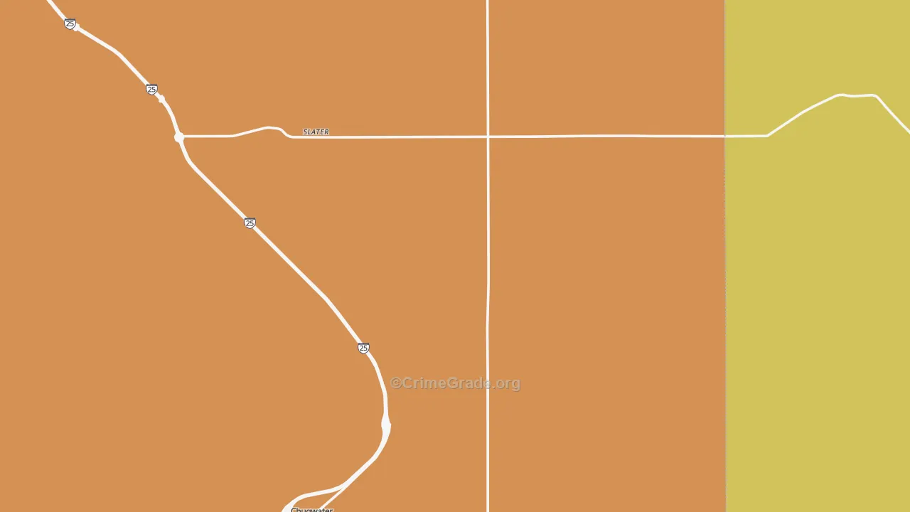 Slater, WY Map of Robbery Rates