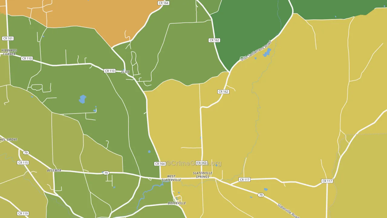 Slaterville Springs, NY Map of Robbery Rates
