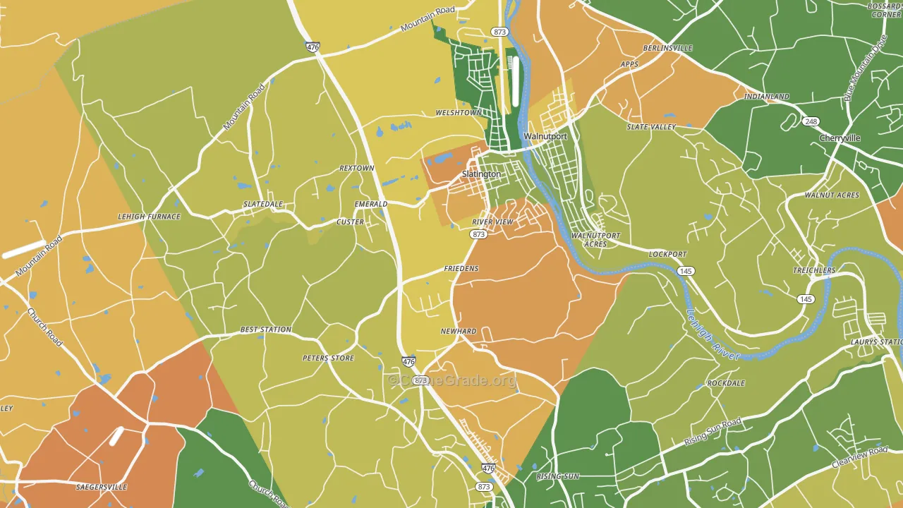 Slatington, PA Map of Robbery Rates