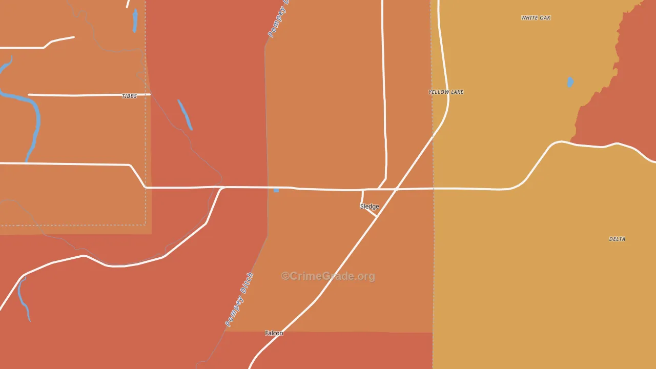 Sledge, MS Map of Robbery Rates
