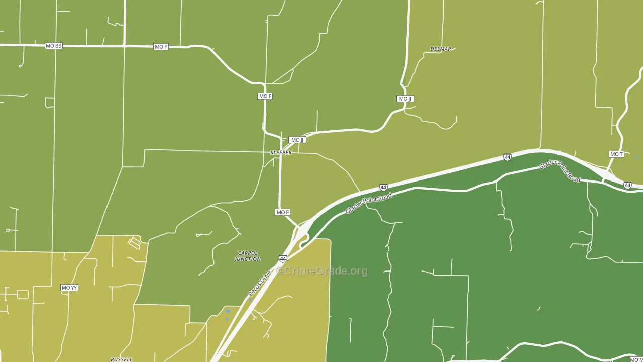 Sleeper, MO Map of Robbery Rates