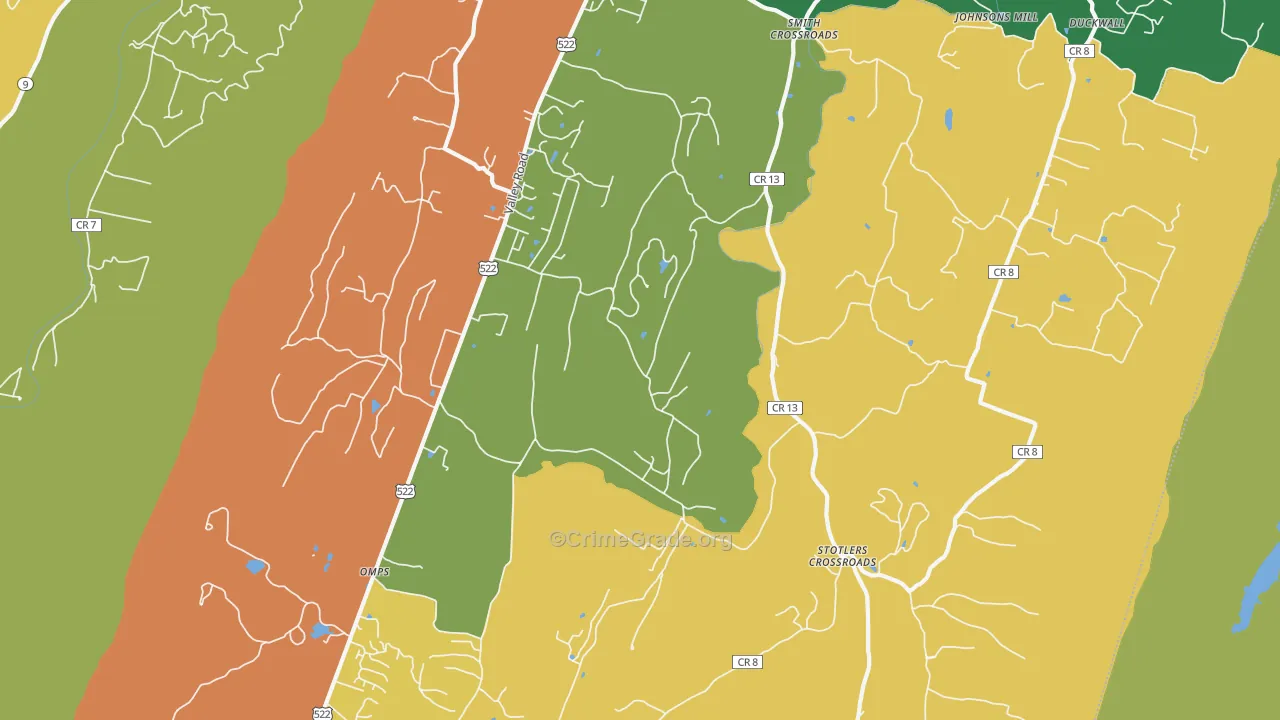 Sleepy Creek, WV Map of Robbery Rates