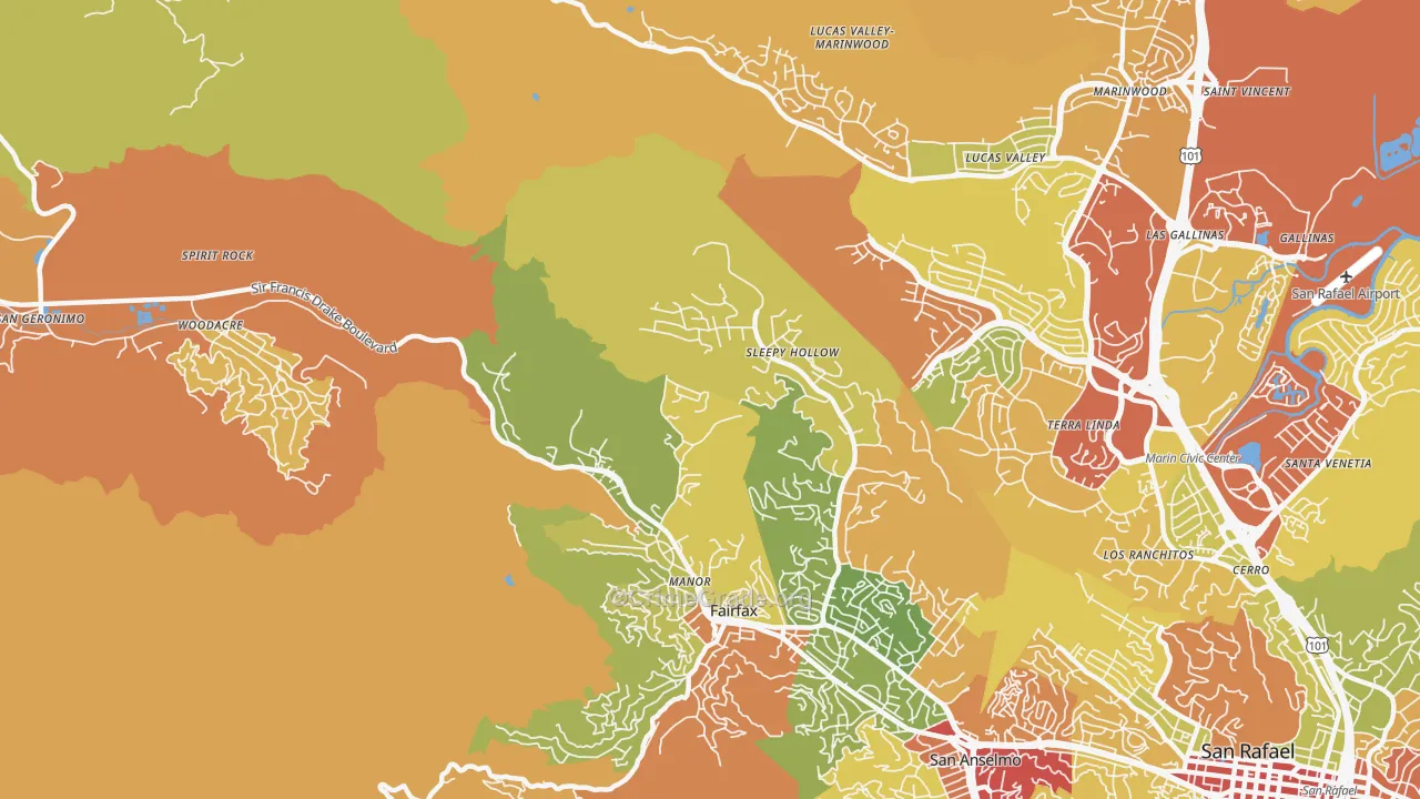 Sleepy Hollow, CA Map of Robbery Rates