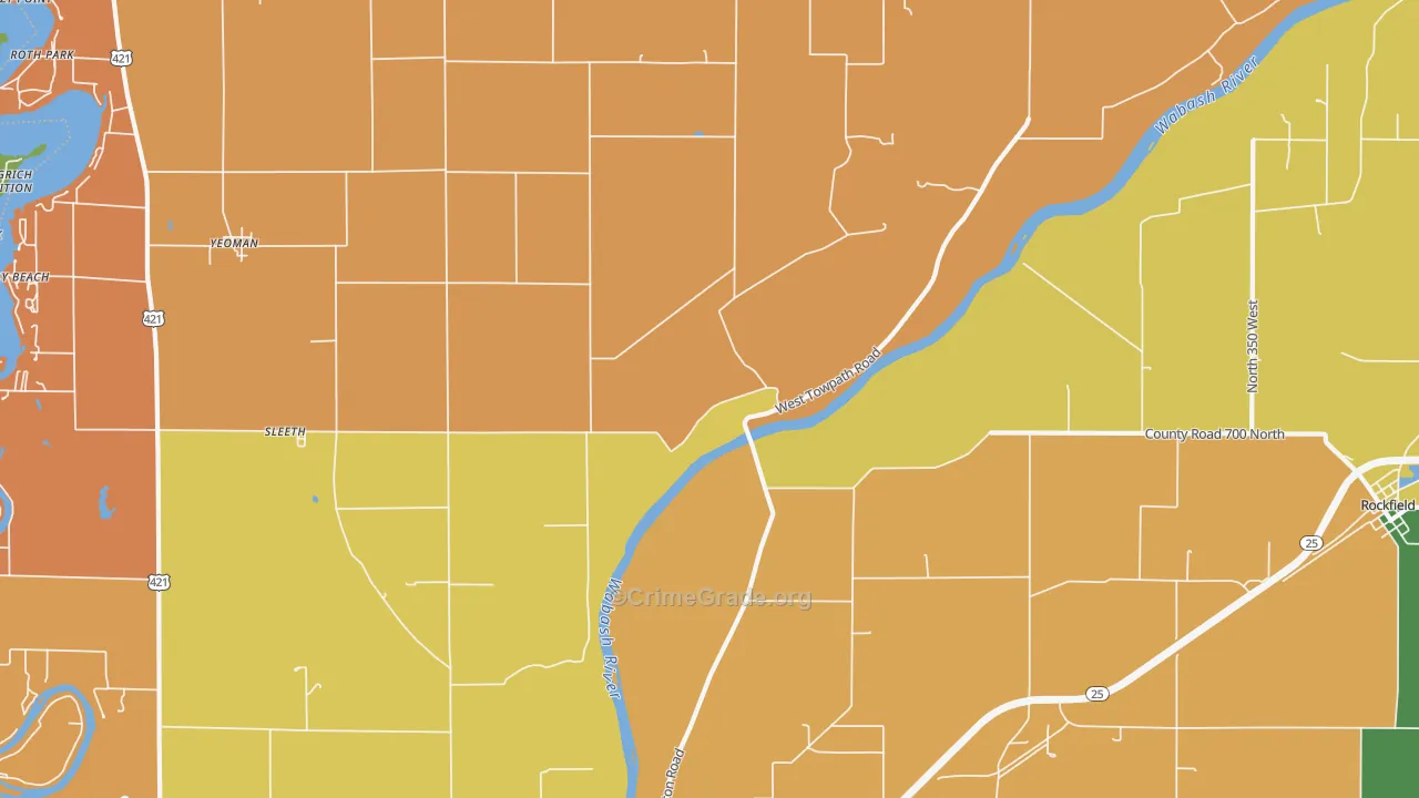 Sleeth, IN Map of Robbery Rates