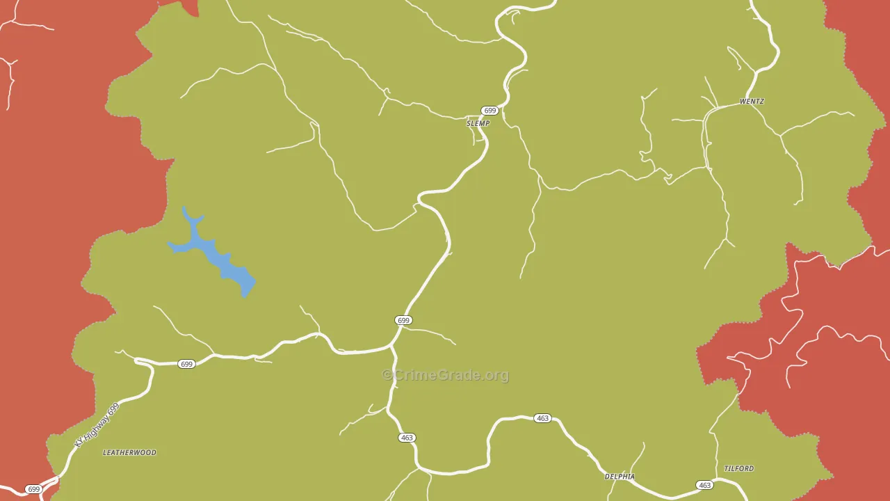 Slemp, KY Map of Robbery Rates