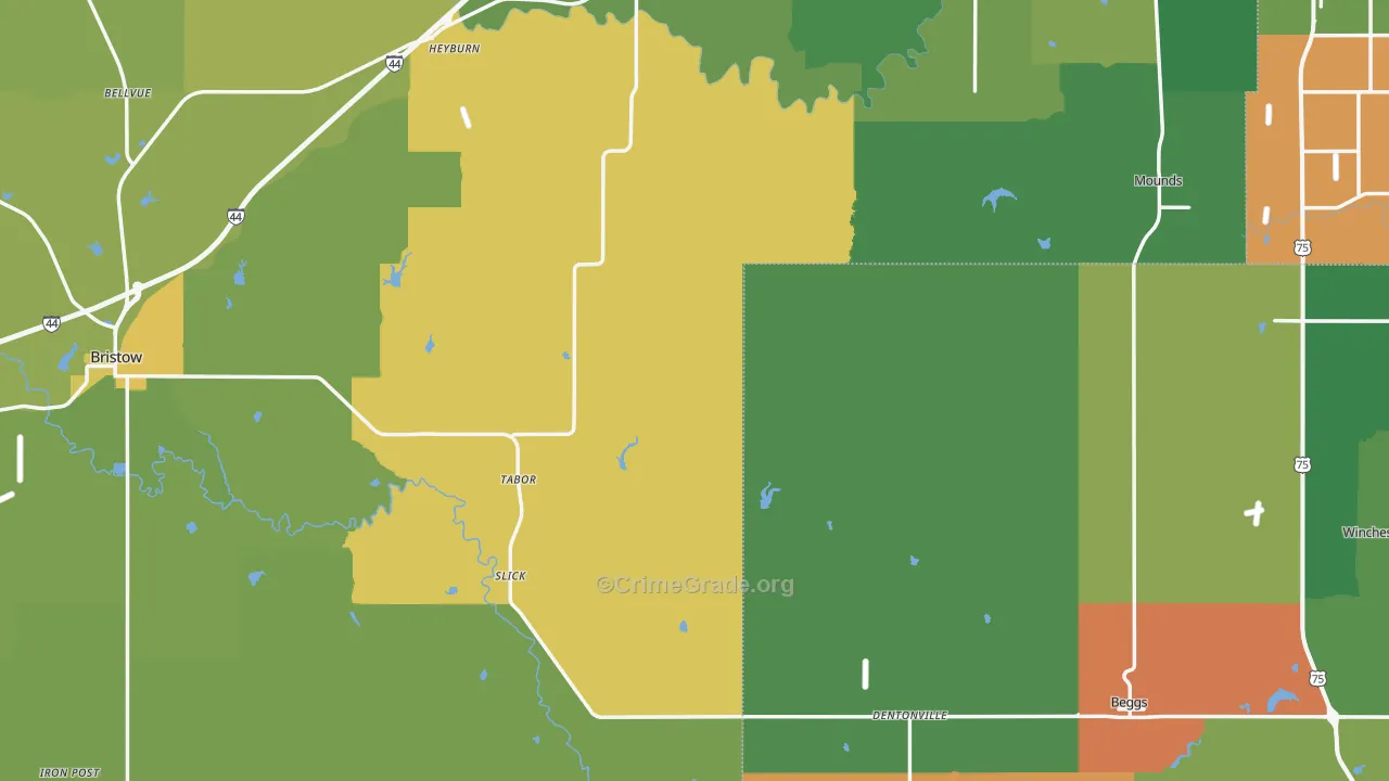 Slick, OK Map of Robbery Rates