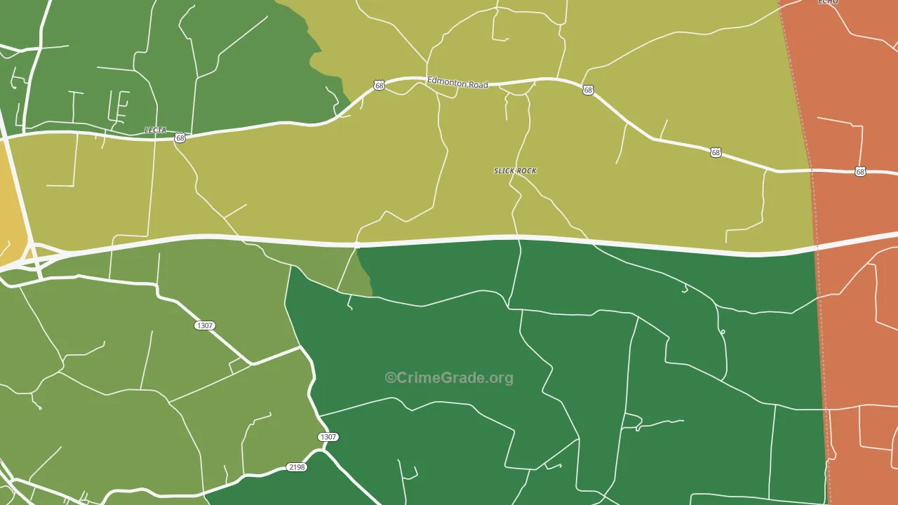 Slick Rock, KY Map of Robbery Rates
