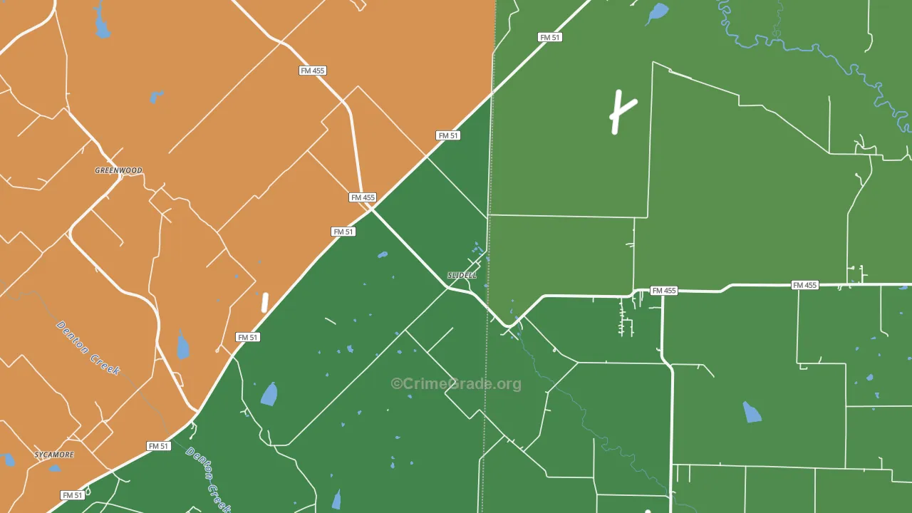 Slidell, TX Map of Robbery Rates
