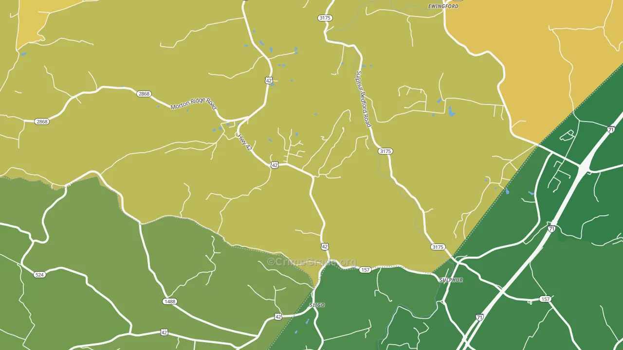 Sligo, KY Map of Robbery Rates