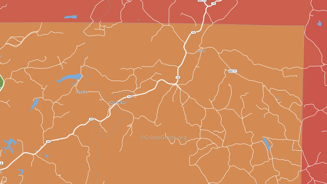 Sligo, MO Map of Robbery Rates