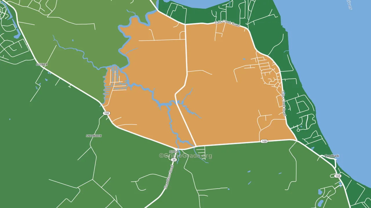Sligo, NC Map of Robbery Rates