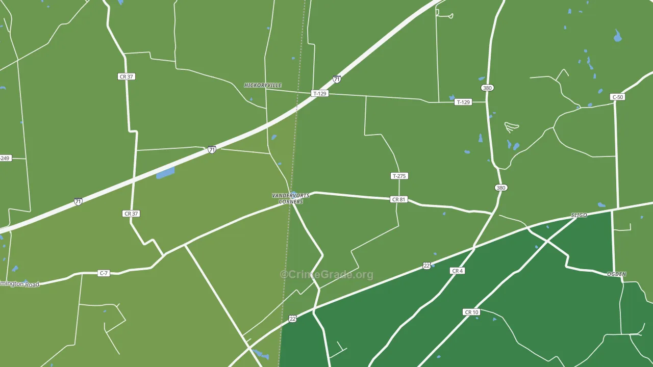 Sligo, OH Map of Robbery Rates