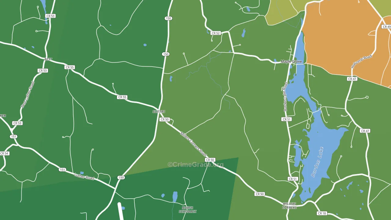 Sliters, NY Map of Robbery Rates