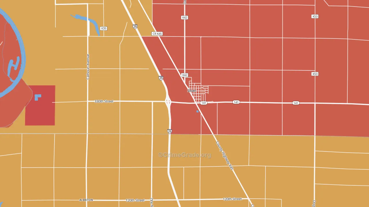 Sloan, IA Map of Robbery Rates