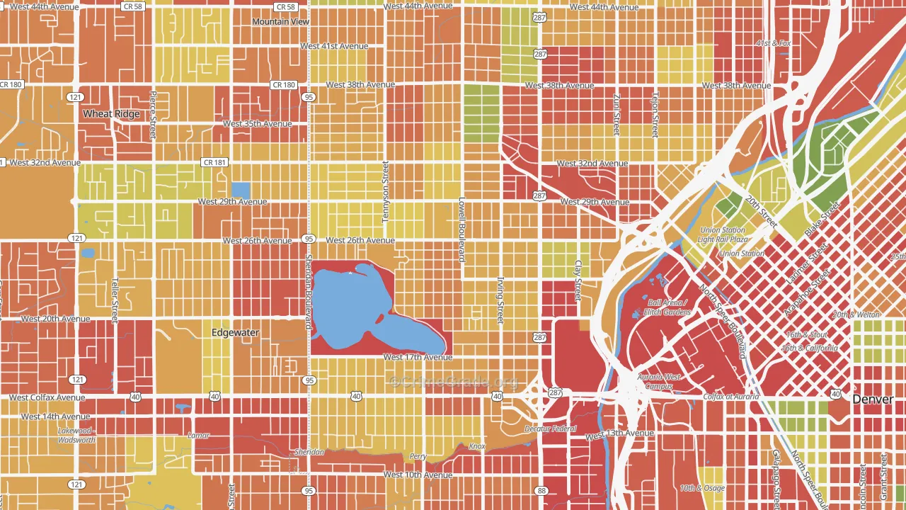 Sloan Lake, Denver, CO Map of Robbery Rates