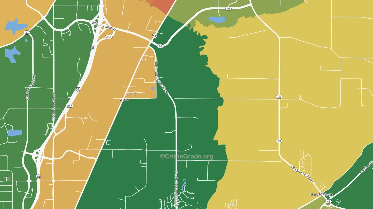 Sloan, MS Map of Robbery Rates
