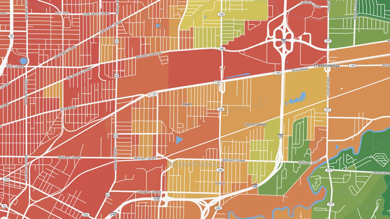 Sloan, NY Map of Robbery Rates