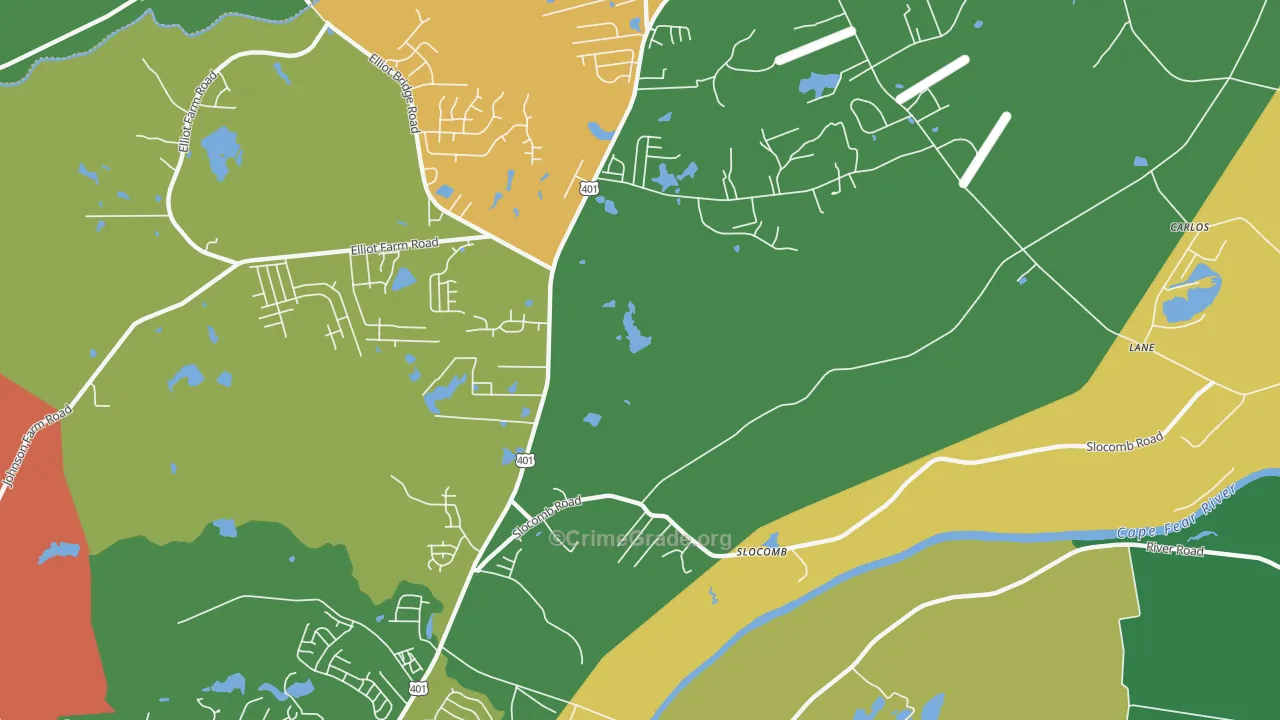 Slocomb, NC Map of Robbery Rates