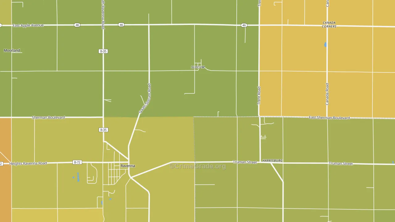 Slocum, MI Map of Robbery Rates