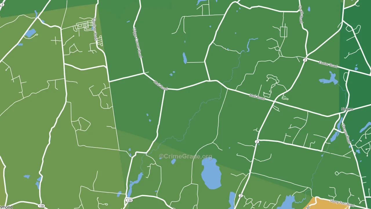 Slocum, RI Map of Robbery Rates