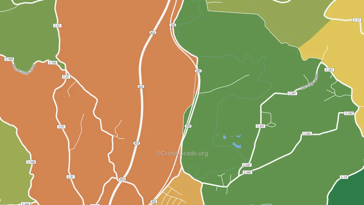 Slocums, OH Map of Robbery Rates