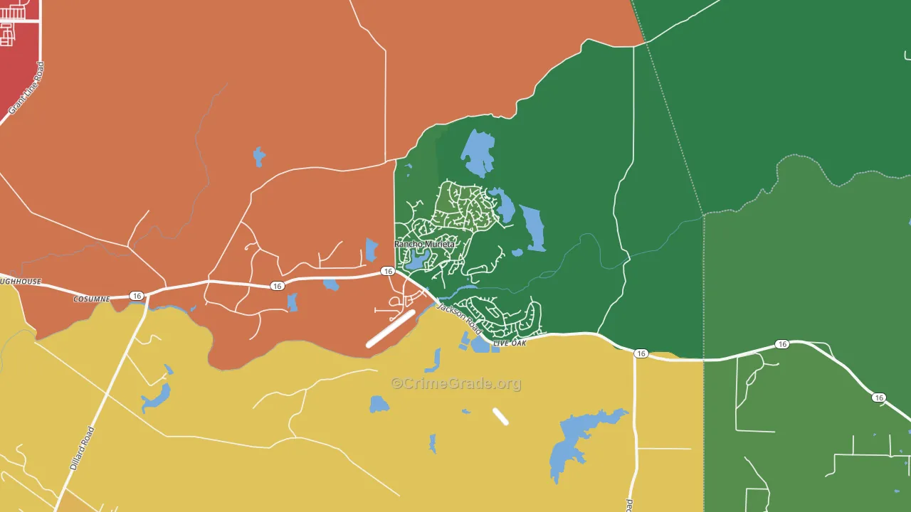 Sloughhouse, CA Map of Robbery Rates