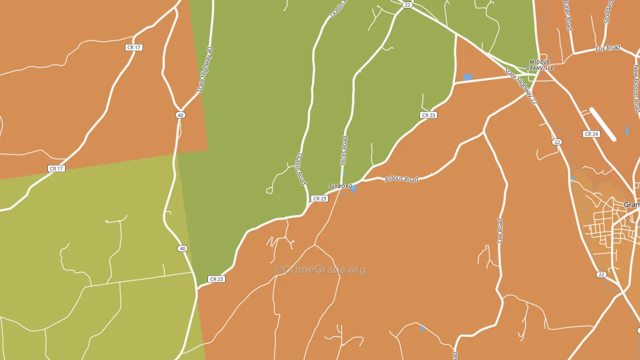 Slyboro, NY Map of Robbery Rates