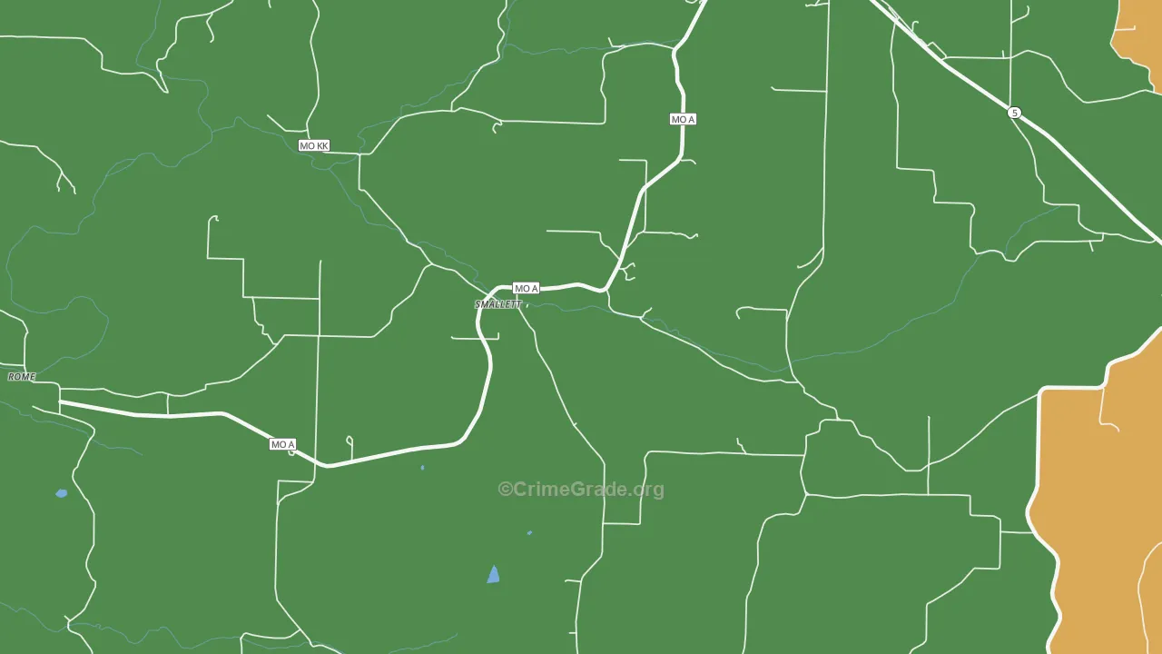 Smallett, MO Map of Robbery Rates