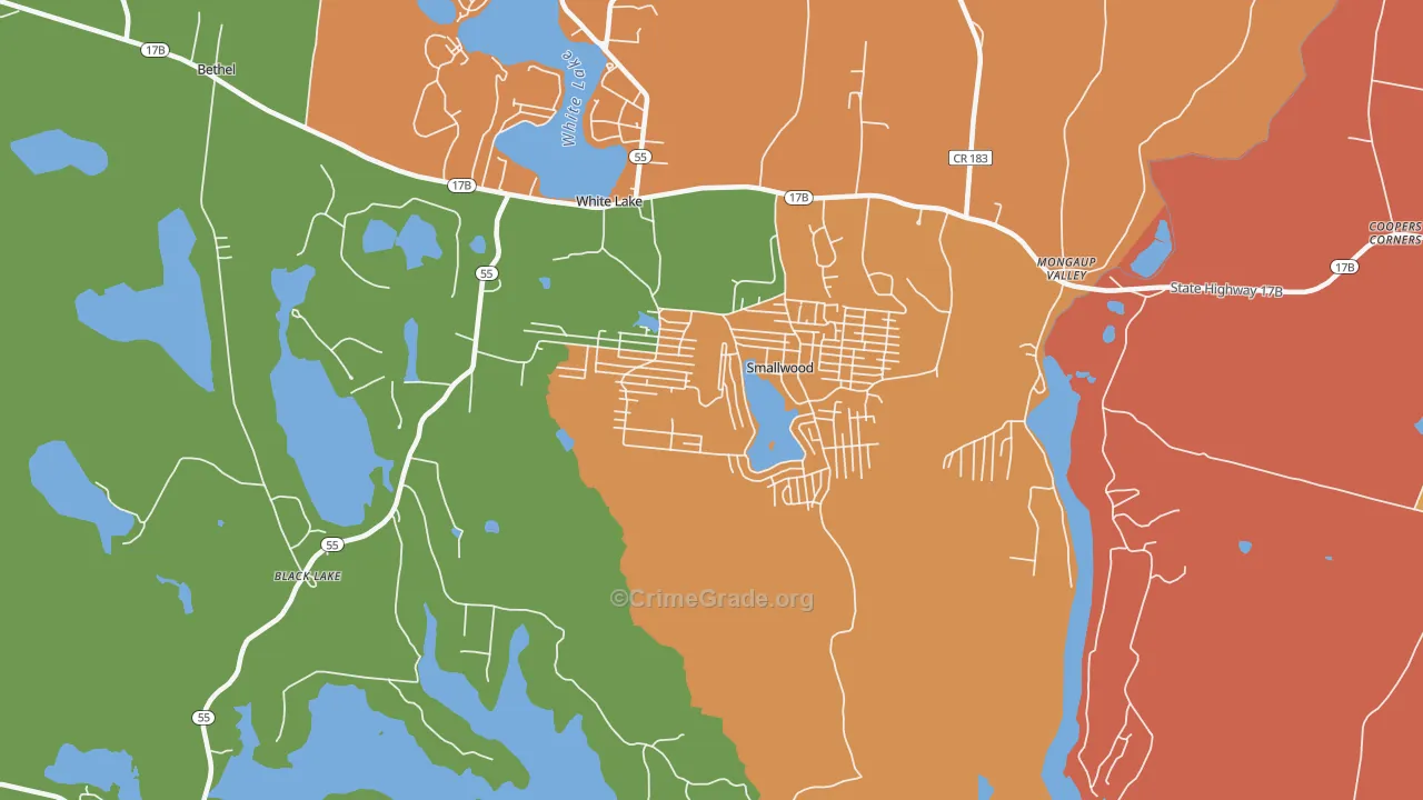 Smallwood, NY Map of Robbery Rates