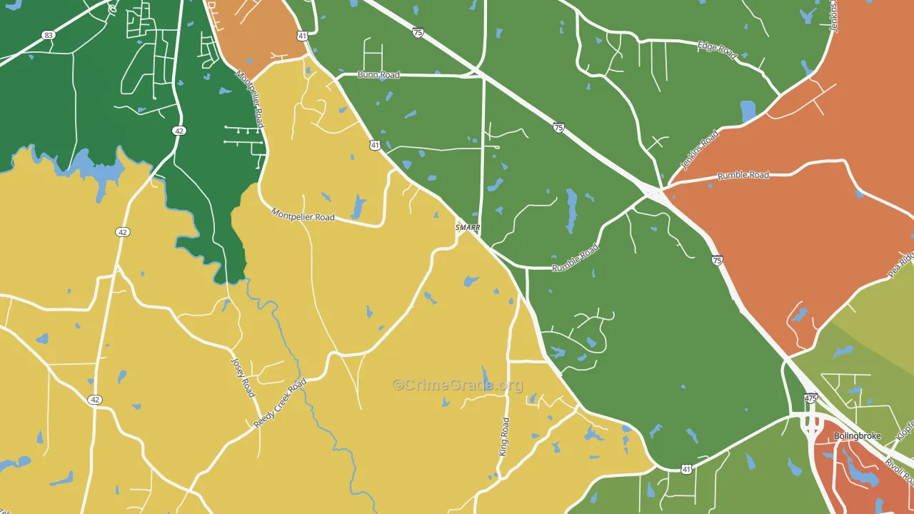 Smarr, GA Map of Robbery Rates