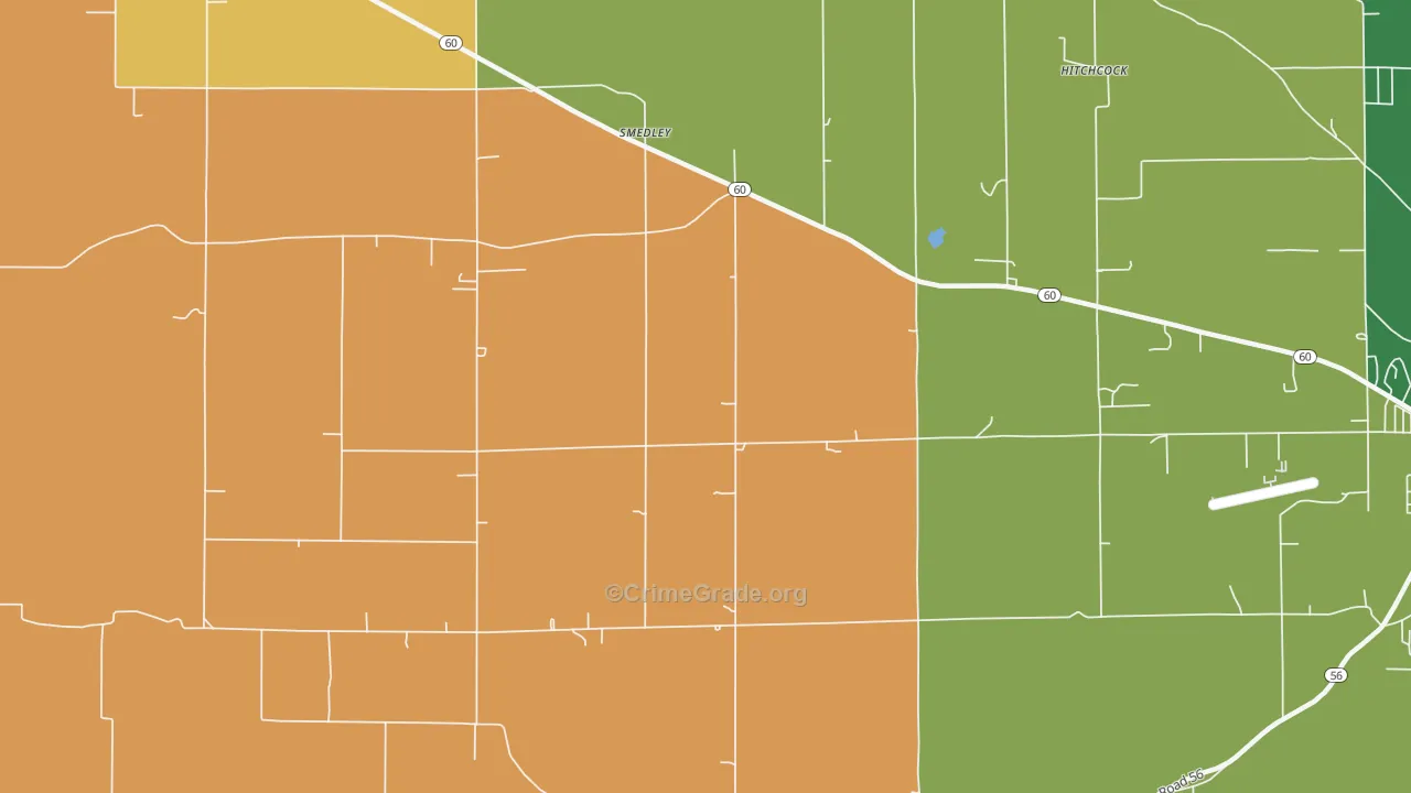 Smedley, IN Map of Robbery Rates
