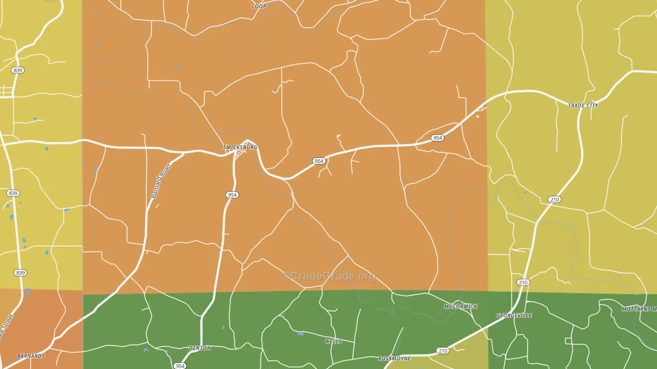 Smicksburg, PA Map of Robbery Rates