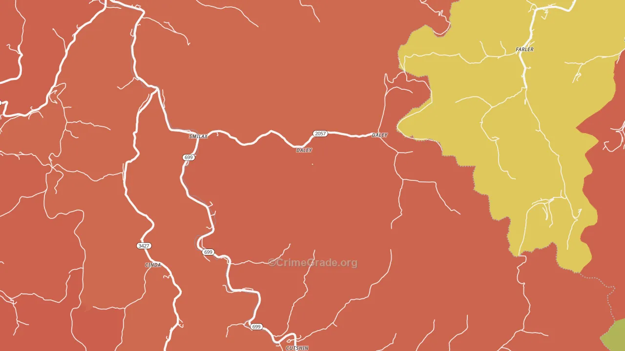Smilax, KY Map of Robbery Rates