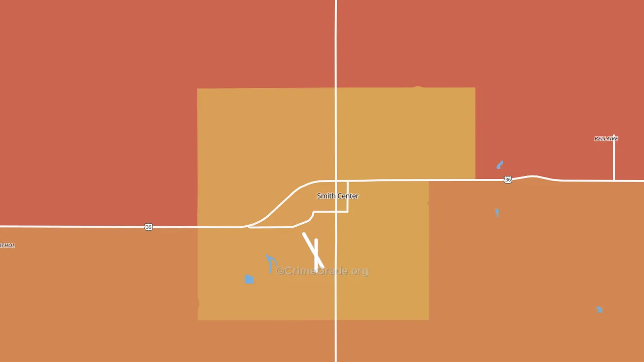 Smith Center, KS Map of Robbery Rates