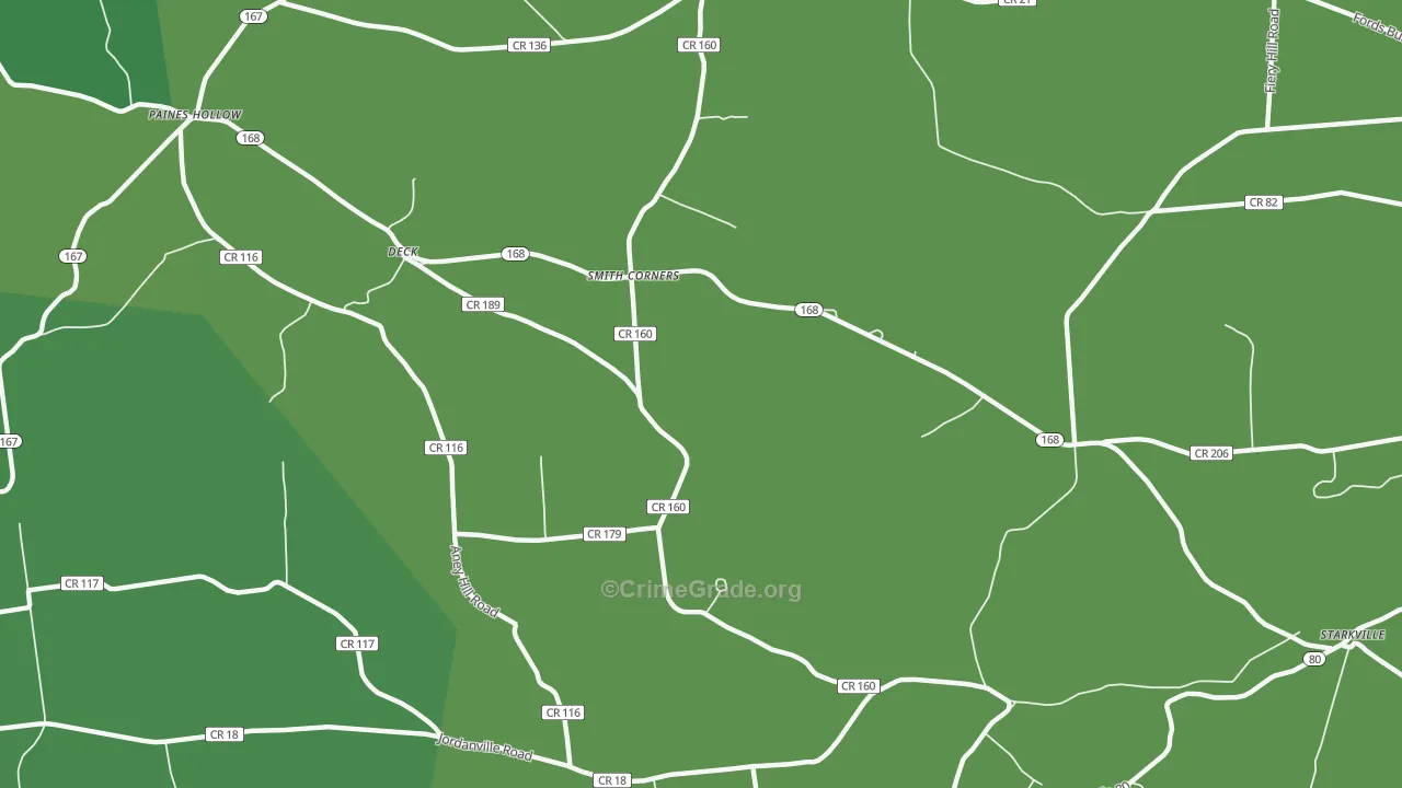 Smith Corners, NY Map of Robbery Rates