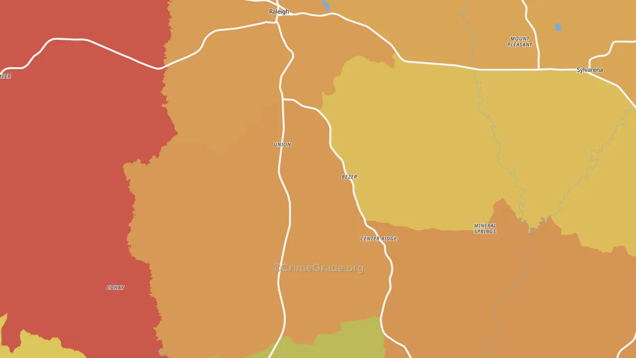 Smith County, MS Map of Robbery Rates