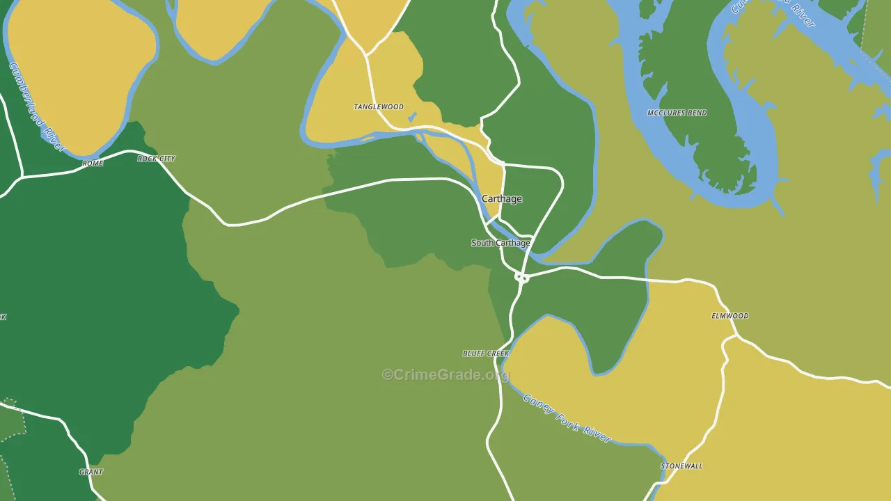 Smith County, TN Map of Robbery Rates