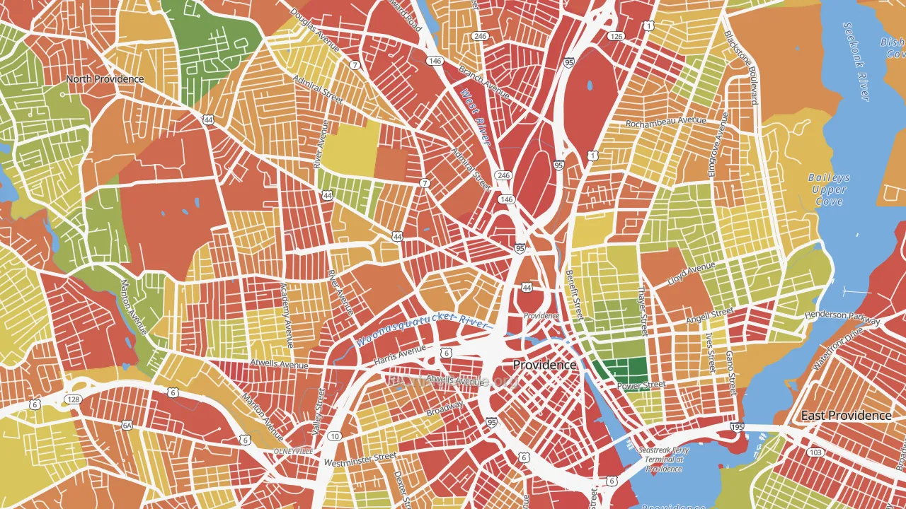 Smith Hill, Providence, RI Map of Robbery Rates