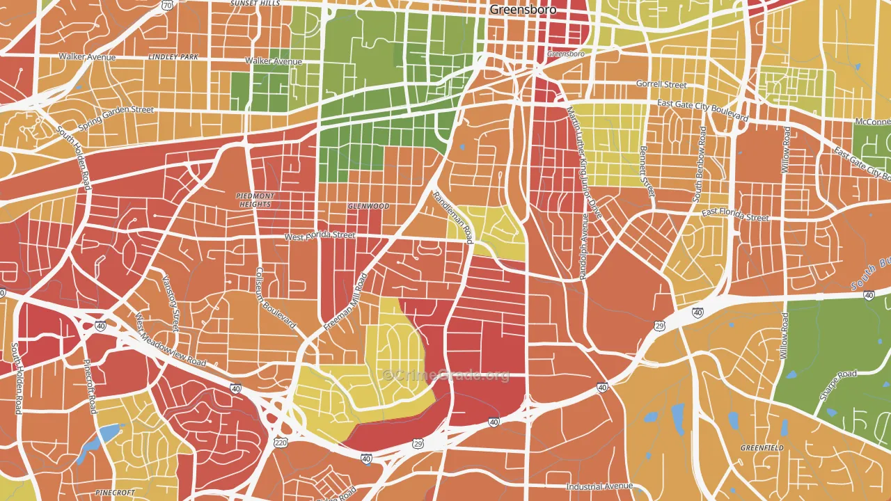 Smith Homes, Greensboro, NC Map of Robbery Rates