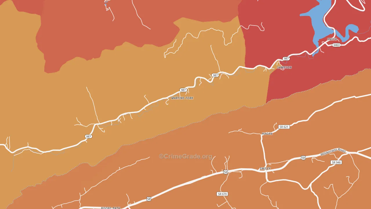 Smith, KY Map of Robbery Rates