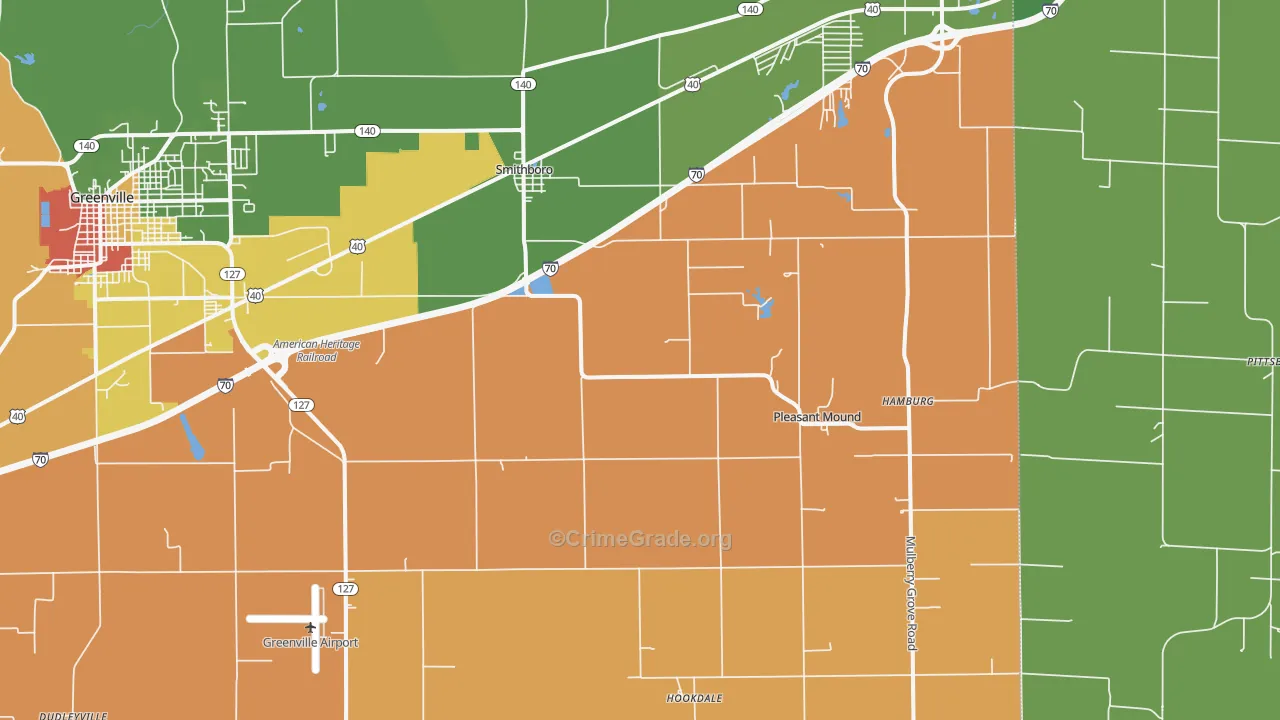 Smithboro, IL Map of Robbery Rates