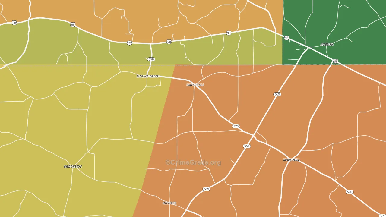 Smithdale, MS Map of Robbery Rates