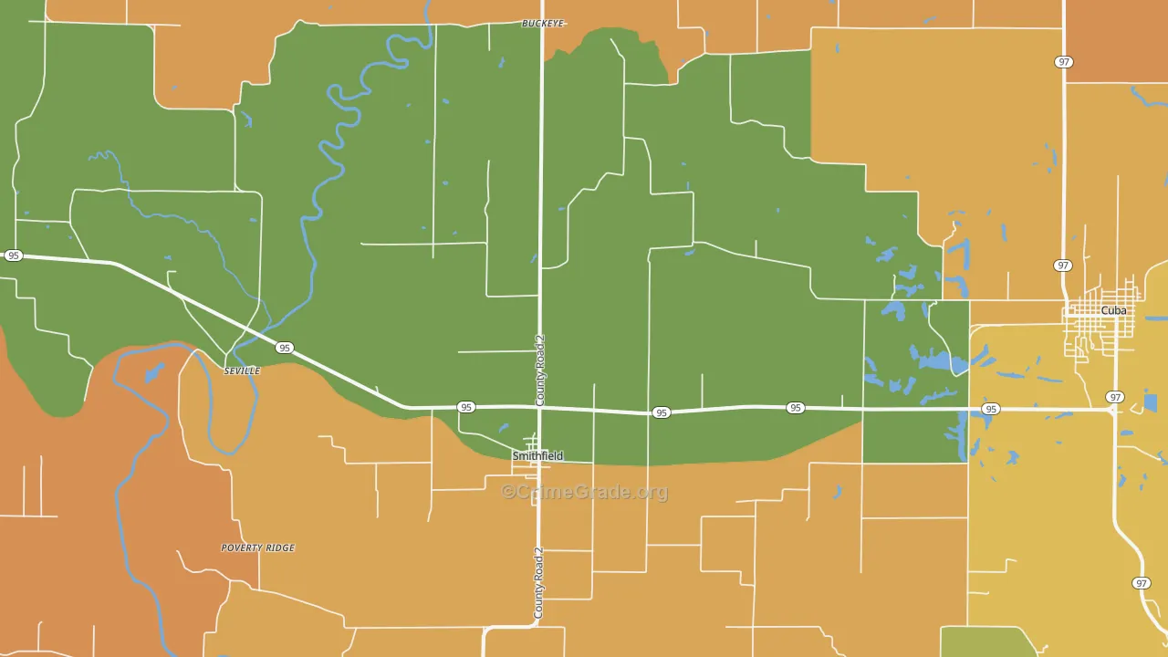 Smithfield, IL Map of Robbery Rates