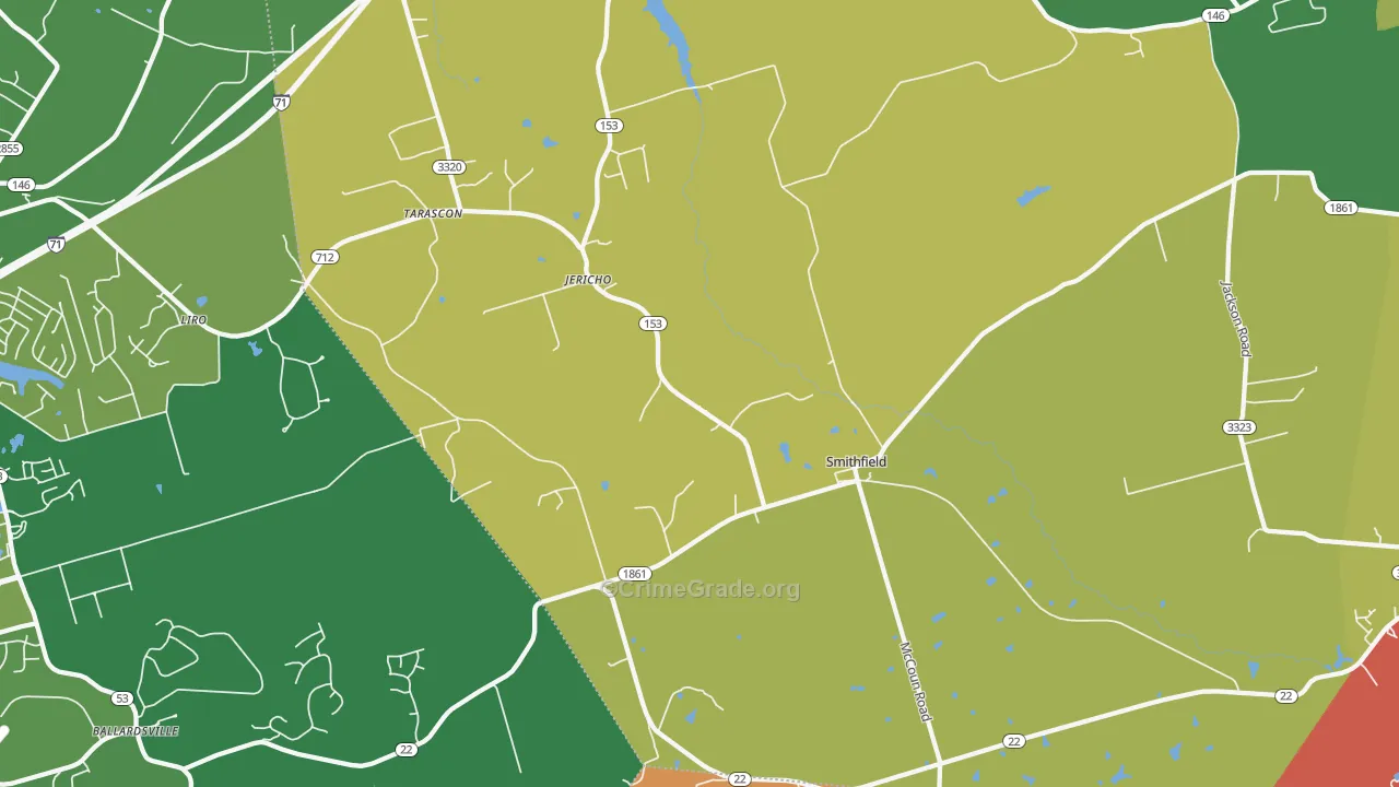 Smithfield, KY Map of Robbery Rates